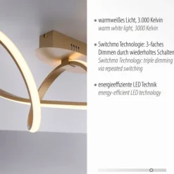 LED-Deckenleuchte, messing-matt, dimmbar, IP20, Innenleuchte