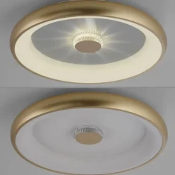 LED Deckenleuchte messing matt 61x61 rund Kristalleffekte dimmbar steuerbar
