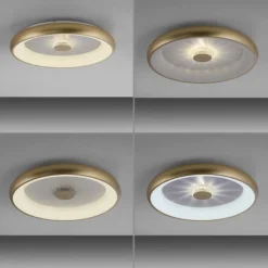 LED Deckenleuchte messing matt 61x61 rund Kristalleffekte dimmbar steuerbar