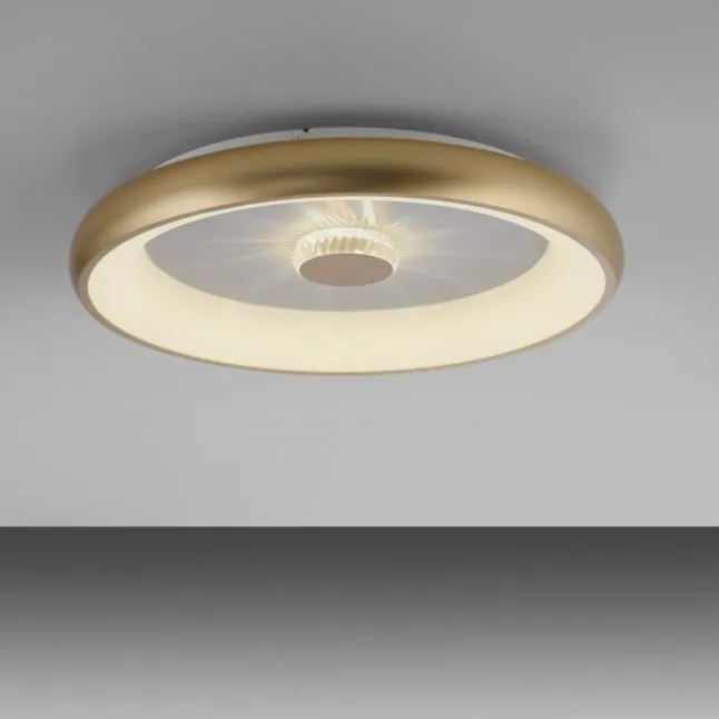 LED Deckenleuchte messing matt 61x61 rund Kristalleffekte dimmbar steuerbar