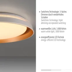 LED Deckenleuchte messing matt dimmbar per Stwitchmo Memoryfunktion
