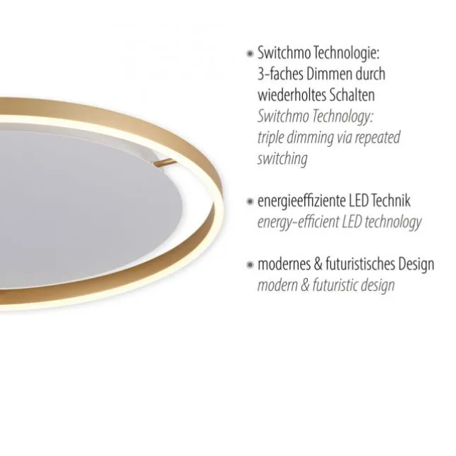 LED Deckenleuchte messing matt rund Ø60cm dimmbar Switchmo warmweiß