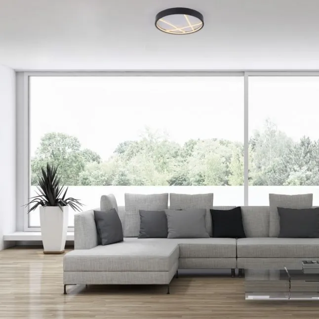 LED Deckenleuchte MIKADO, schwarz, rund, dimmbar, Memoryfunktion