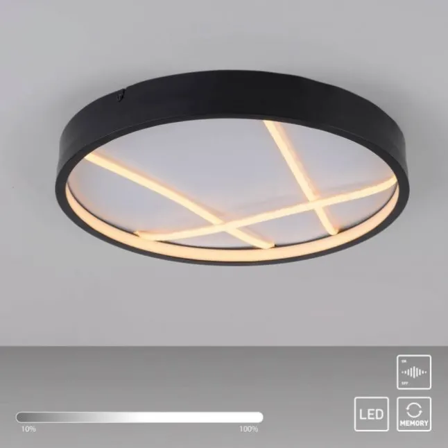 LED Deckenleuchte MIKADO, schwarz, rund, dimmbar, Memoryfunktion