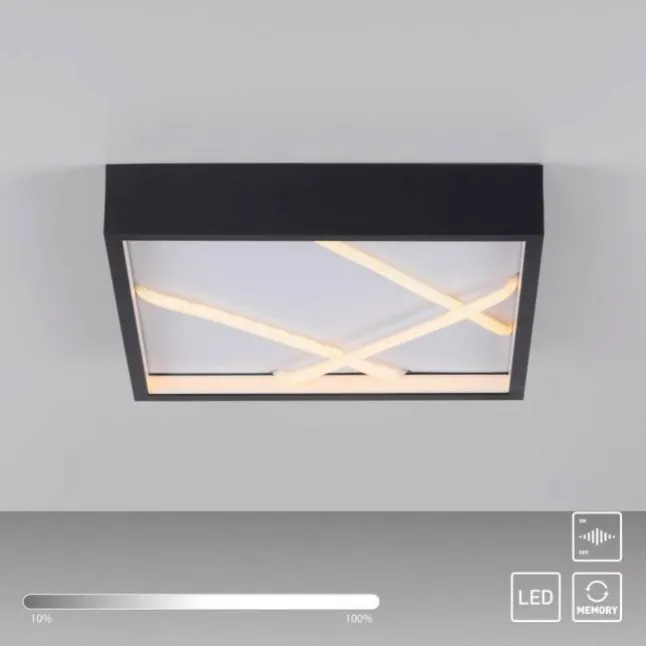 LED Deckenleuchte MIKADO, schwarz, eckig, dimmbar, Simply Dim, Memoryfunktion