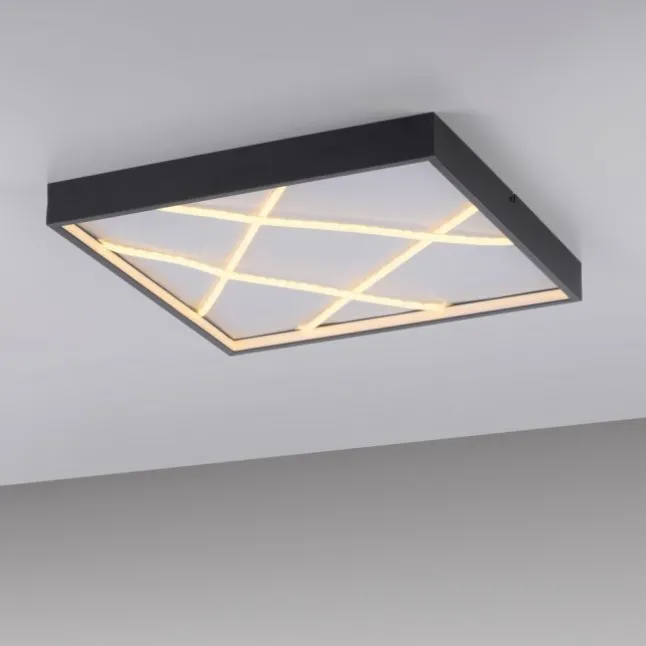 LED Deckenleuchte MIKADO, schwarz, eckig, dimmbar, Simply Dim, Memoryfunktion