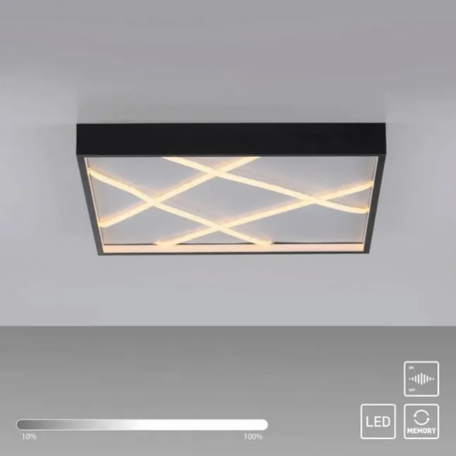 LED Deckenleuchte MIKADO, schwarz, eckig, dimmbar, Simply Dim, Memoryfunktion