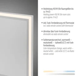 LED Deckenleuchte mit Infarot Heizung eckig weiß Fernbedienung