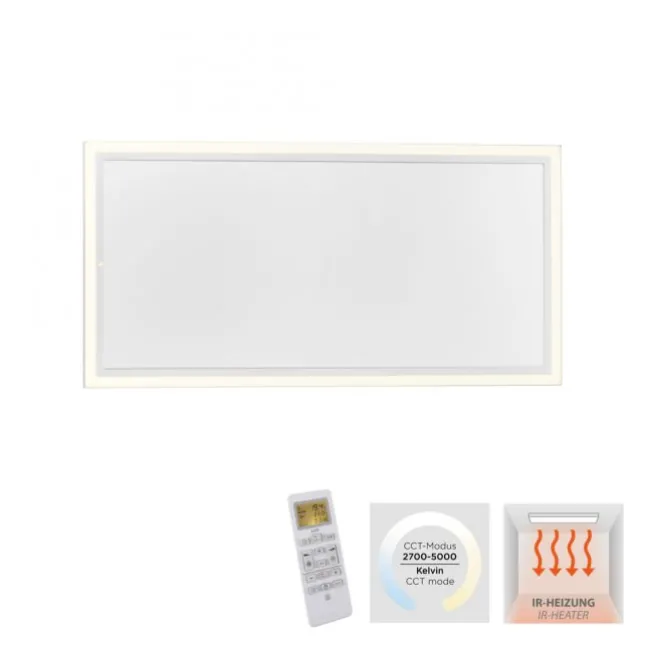LED Deckenleuchte mit Infarot Heizung reckteckig weiß Fernbedienung