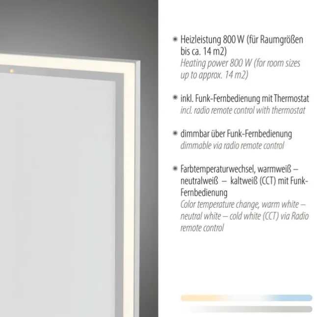 LED Deckenleuchte mit Infarot Heizung reckteckig weiß Fernbedienung