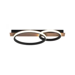 LED Deckenleuchte modern mit Holzdekor, 53 x 30 cm,