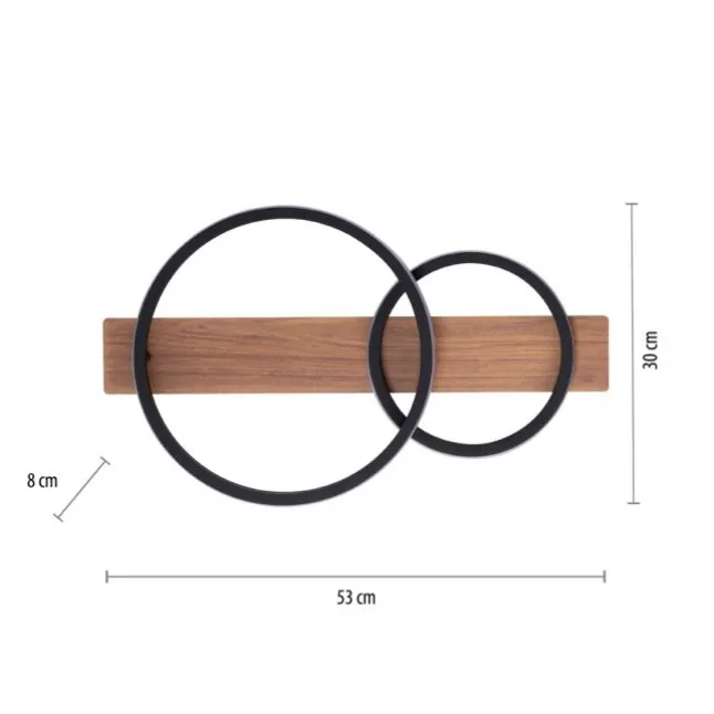 LED Deckenleuchte modern mit Holzdekor, 53 x 30 cm,