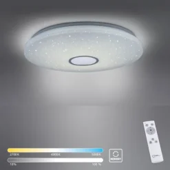 LED Deckenleuchte, Nachthimmel Optik, dimmbar, rund, Fernbedienung, modern