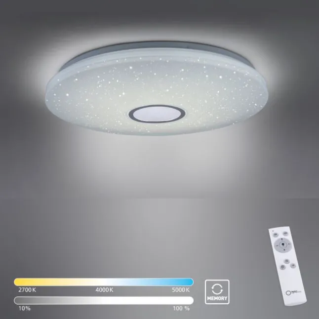 LED Deckenleuchte, Nachthimmel Optik, dimmbar, rund, Fernbedienung, modern