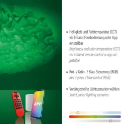 LED Deckenleuchte, Naomi, Stoffschirm, weiß, Ø75cm