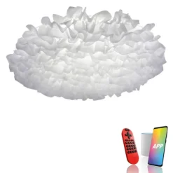 LED Deckenleuchte, Naomi, Stoffschirm, weiß, Ø75cm