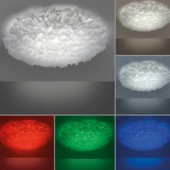 LED Deckenleuchte, Naomi, Stoffschirm, weiß, Ø75cm