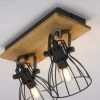 LED Deckenleuchte Naturholz schwarz 2 flammig drehbar Industrie Design