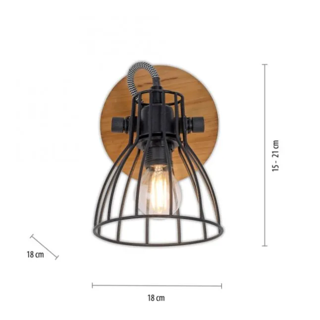 LED Deckenleuchte Naturholz schwarz 2 flammig drehbar Industrie Design