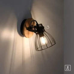 LED Deckenleuchte Naturholz schwarz 2 flammig drehbar Industrie Design