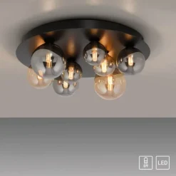 LED Deckenleuchte POPSICLE, schwarz, Amber- + Rauchgläser