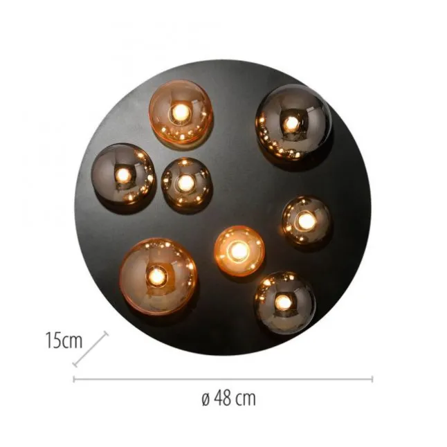 LED Deckenleuchte POPSICLE, schwarz, Amber- + Rauchgläser