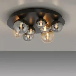 LED Deckenleuchte POPSICLE, schwarz, Amber- + Rauchgläser
