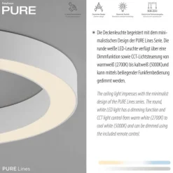 LED Deckenleuchte PURE Lines round snow, dimmbar