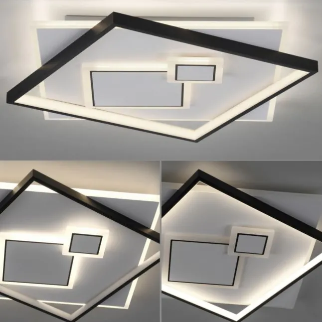 LED Deckenleuchte quadratisch schwarz weiß schaltbar warmweiß Licht