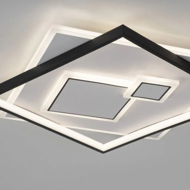 LED Deckenleuchte quadratisch schwarz weiß schaltbar warmweiß Licht