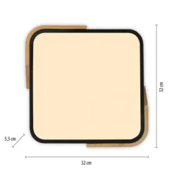 LED Deckenleuchte quadratisch schwarz mit Holzdekor zeitloses Design