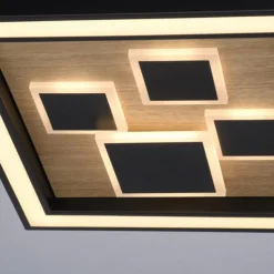 LED Deckenleuchte quadratisch Holz Natur Eiche Serienschaltung steuerbar