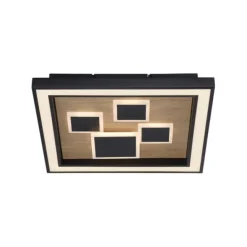 LED Deckenleuchte quadratisch Holz Natur Eiche Serienschaltung steuerbar