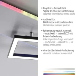 LED Deckenleuchte rechteckig aluminium CCT dimmbar Rainbow RGB