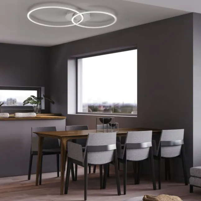 LED Deckenleuchte, ringförmig, warmweiß, dimmbar, 2 flammig, filigran