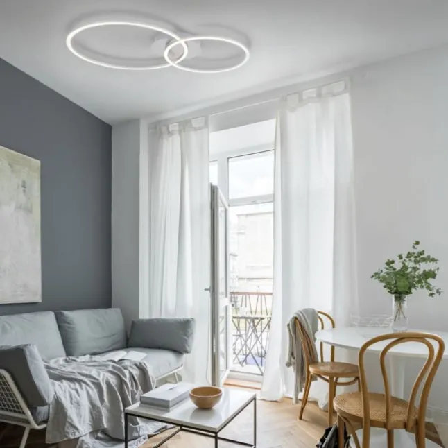LED Deckenleuchte, ringförmig, warmweiß, dimmbar, 2 flammig, filigran