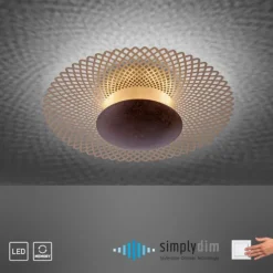 LED Deckenleuchte, rost-gold, indirekt, blendfrei, dimmbar, Memory Funktion