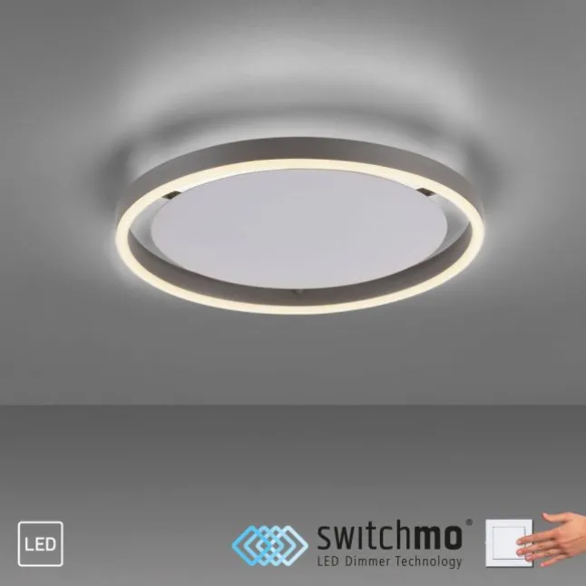 LED Deckenleuchte, rund, aluminium, dimmbar über Wandschalter