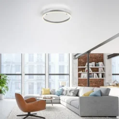 LED Deckenleuchte, rund, aluminium, dimmbar über Wandschalter