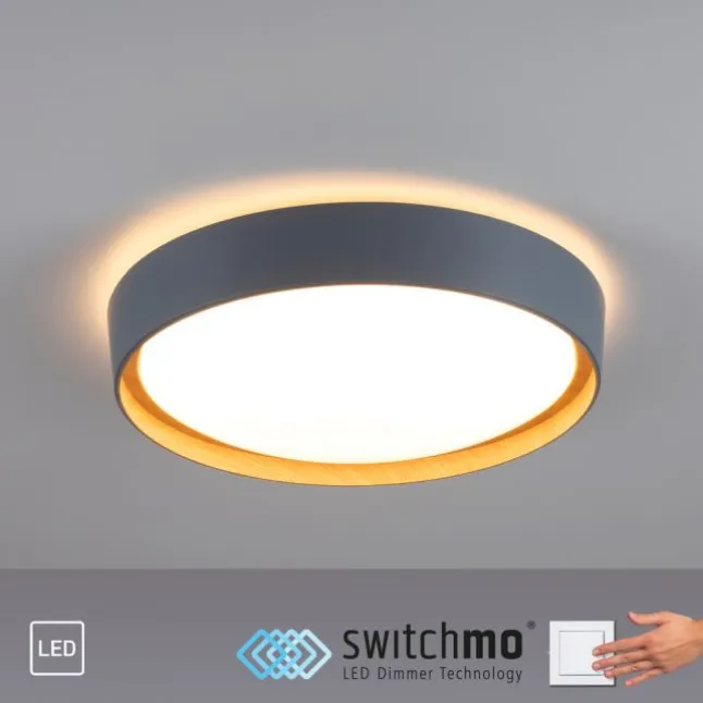 LED-Deckenleuchte, rund, Ø 40 cm, dimmbar, grau, Holdekor