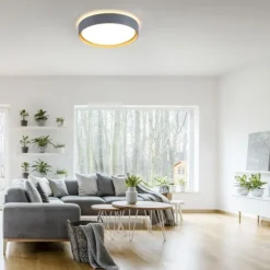 LED-Deckenleuchte, rund, Ø 40 cm, dimmbar, grau, Holdekor