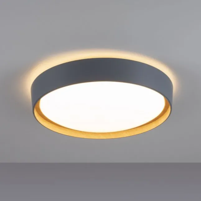 LED-Deckenleuchte, rund, Ø 40 cm, dimmbar, grau, Holdekor