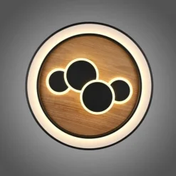 LED Deckenleuchte rund Holz Natur Eiche Serienschaltung steuerbar