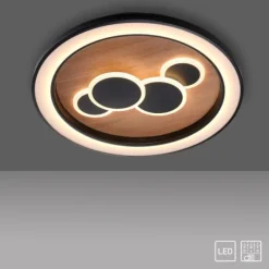 LED Deckenleuchte rund Holz Natur Eiche Serienschaltung steuerbar