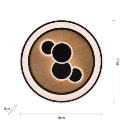 LED Deckenleuchte rund Holz Natur Eiche Serienschaltung steuerbar
