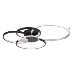 LED Deckenleuchte rund mit 6 Lichtkreisen schwarz aluminium warmweiß