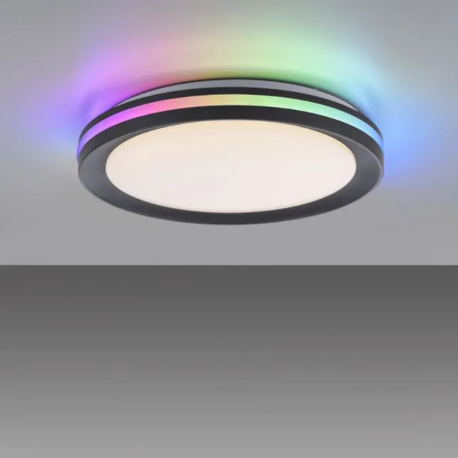 LED Deckenleuchte rund Multicolor schwarz dimmbar Fernbedienung RGB+CCT