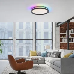 LED Deckenleuchte rund Multicolor schwarz dimmbar Fernbedienung RGB+CCT