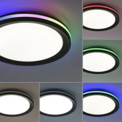 LED Deckenleuchte rund Multicolor schwarz dimmbar Fernbedienung RGB+CCT