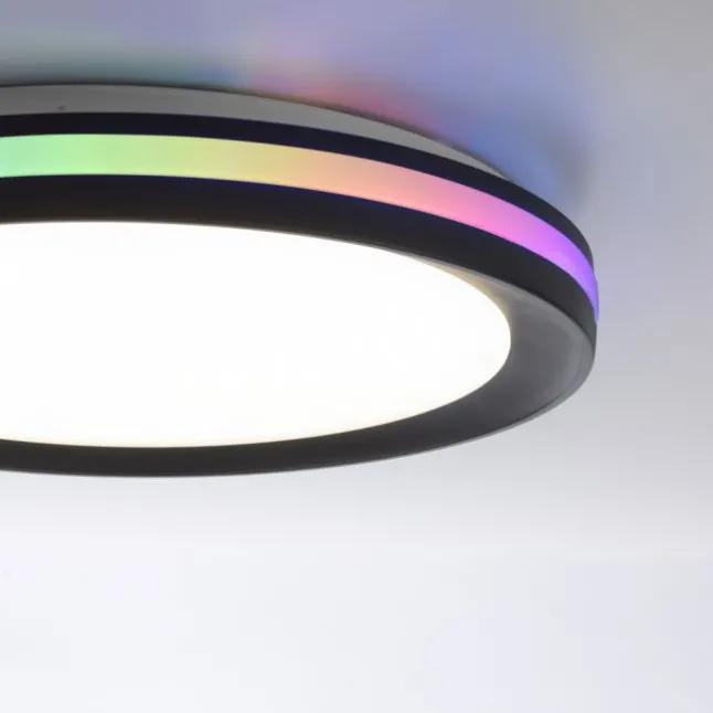 LED Deckenleuchte rund Multicolor schwarz dimmbar Fernbedienung RGB+CCT